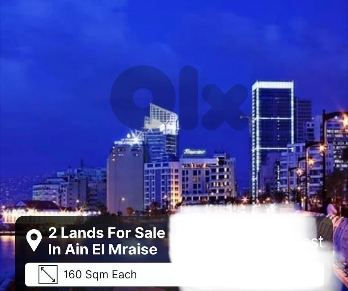 2Plots 160m each zone 3 Ain Mraiseh Beirut